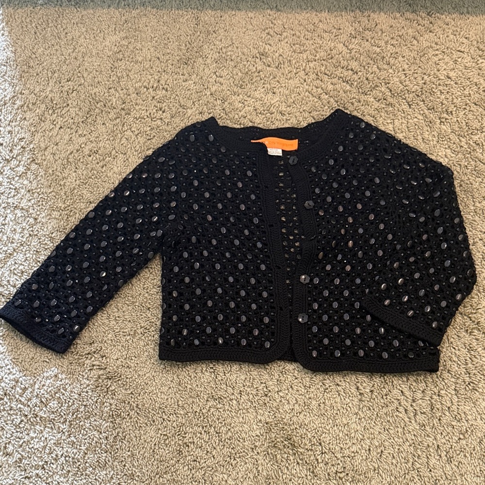 Oscar de la Renta Black Textured Cardigan